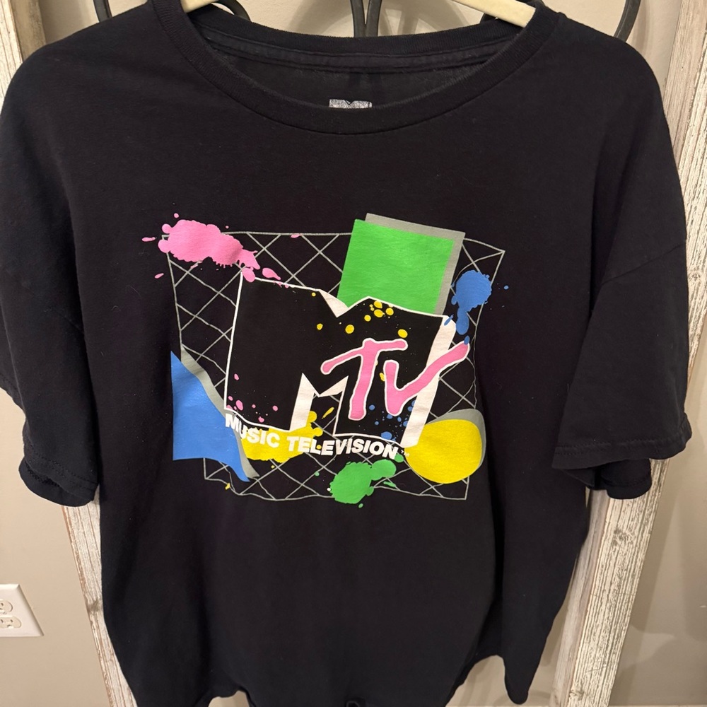 MTV Music Television Retro Graphic T Shirt Black 2021 Viacom XL - Picture 2 of 6